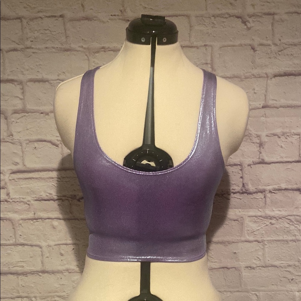 J Valentine Purple Holographic Crop Tank
